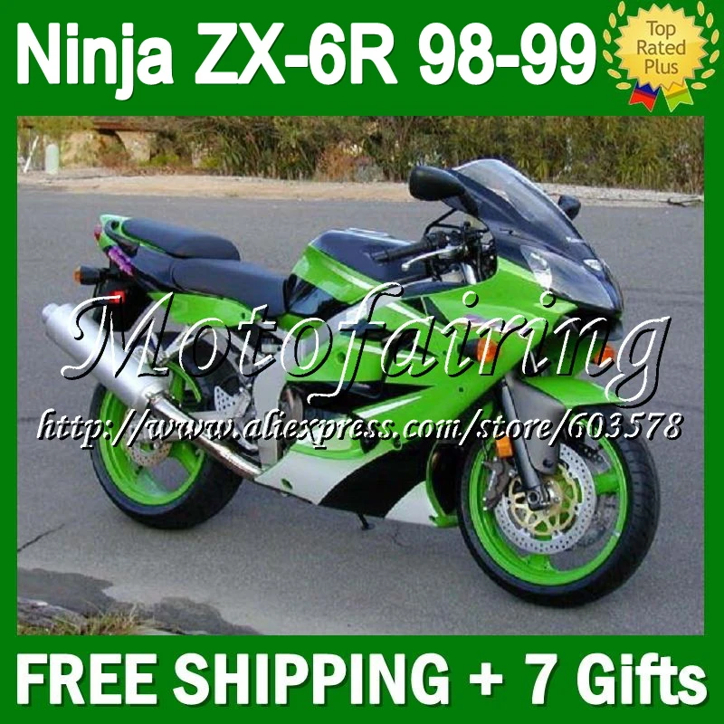 

7gifts For KAWASAKI 1998 1999 98-99 ZX6R NINJA green purple CL6129 ZX636 ZX-636 ZX-6R 98 99 ZX 6R 636 green hot Fairing Kit