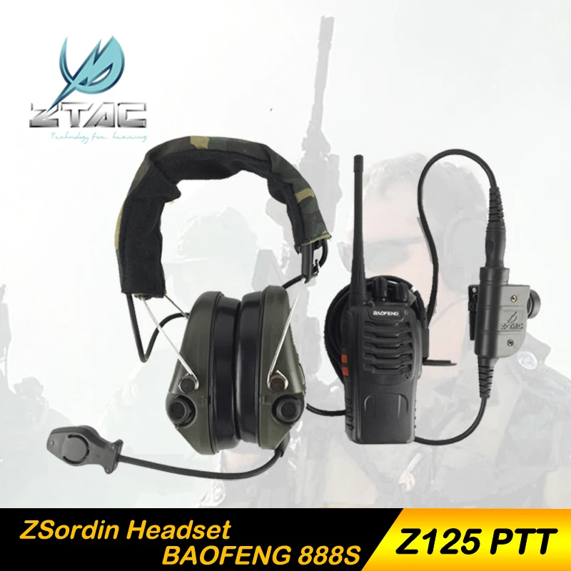 Z TAC Sordin Headphones Hunting Softair Headset Airsofit Z111 PTT