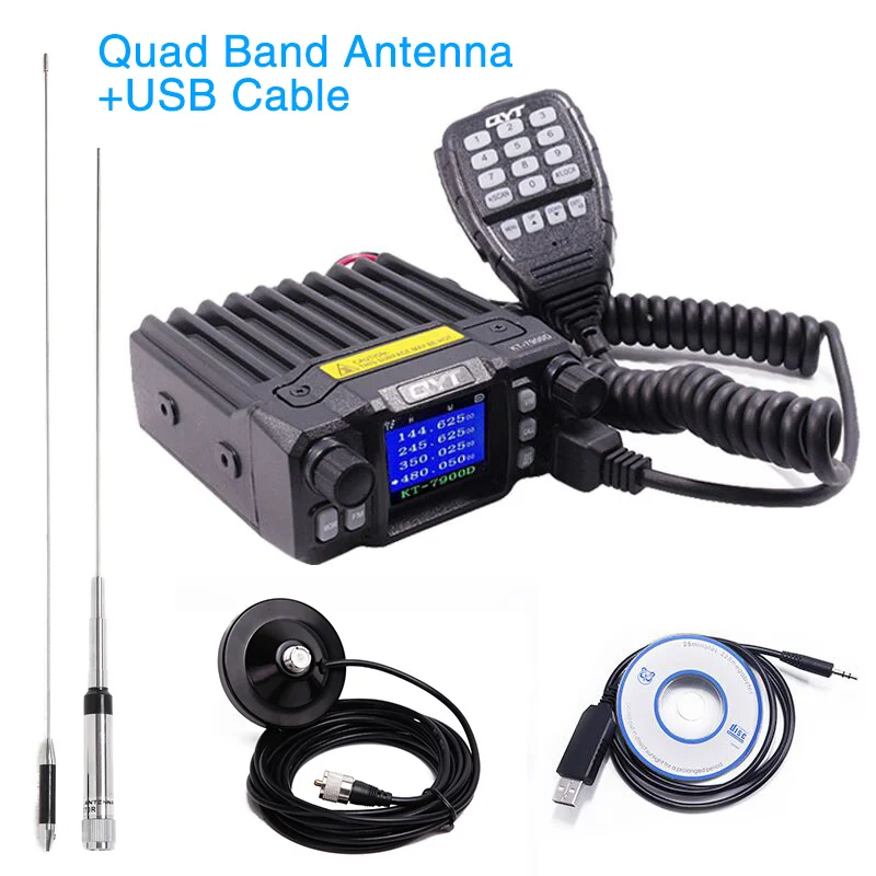 QYT KT-7900D Quad Band 136-174 MHz/220-260 MHz/350-390 MHz/400-480 MHZ 25 W мобильное радио 200 каналов красочный экран автомобиля радио - Цвет: add antenna 2