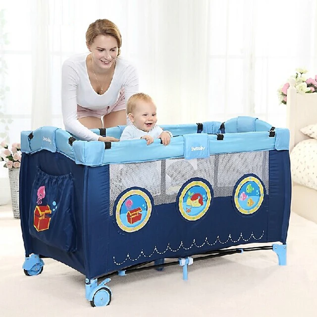 New Foldable Baby Crib 201D Oxford cloth/Steel pipe Multifunctional