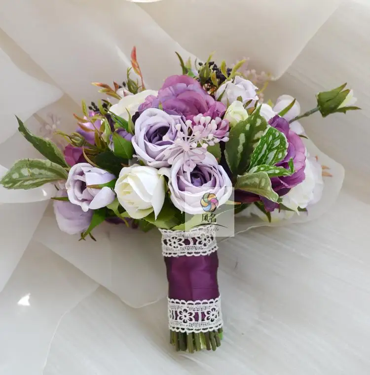 

Handmade Flower Wedding Supplies Bridal Bridesmaid Bouquet Artificial Rose Flowers Bride Hand Holding Flower Home Decoration
