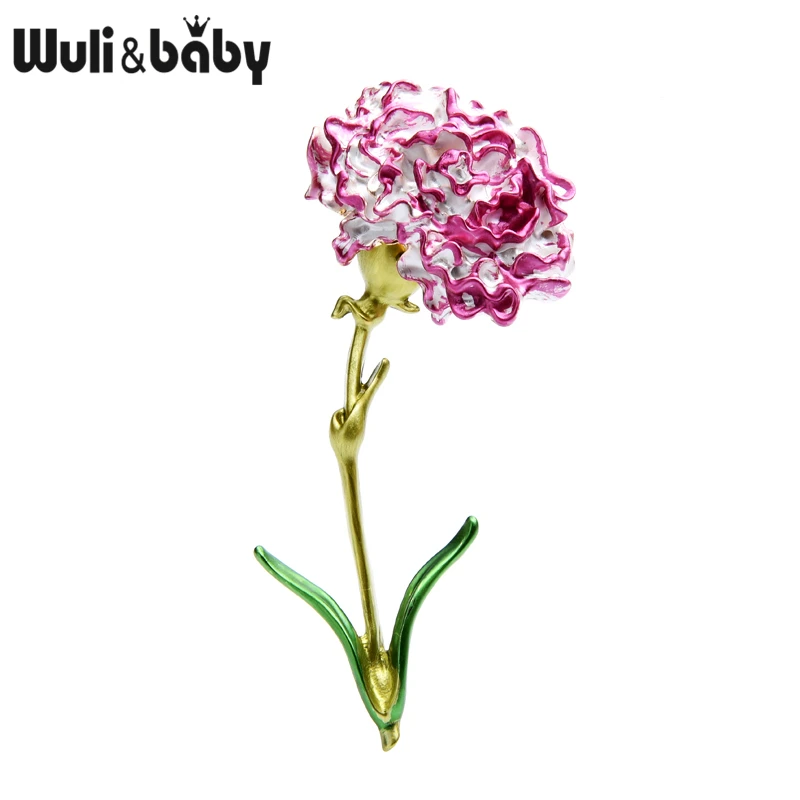 Wuli& baby, розовый, голубой цветок гвоздики, броши для женщин, сплав, большой эмалированный цветок, свадебная брошь для вечеринки, булавки, подарки для мамы