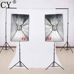 CY Фотостудия софтбокс комплекты для освещения Стенд + софтбокс + E27 5 держатель лампы + задний план поддержка системы наборы Фото Студийный