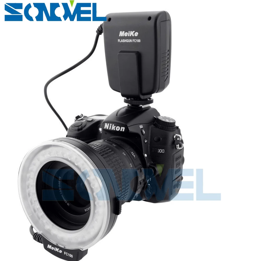 Meike светодиодный Кольцевая вспышка для макросъемки для светильник FC-100 FC100 для Nikon D4s D5 D3x D500 D600 D3400 D5600 D5300 D7500 D7200 D800 D810 D750 D3200