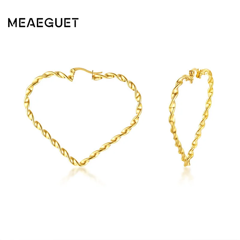 

Big Heart Shaped Womens Drop Earrings Gold Color Stainless Steel Earings Female Fashion Orecchini Brincos Pendientes Oorbellen