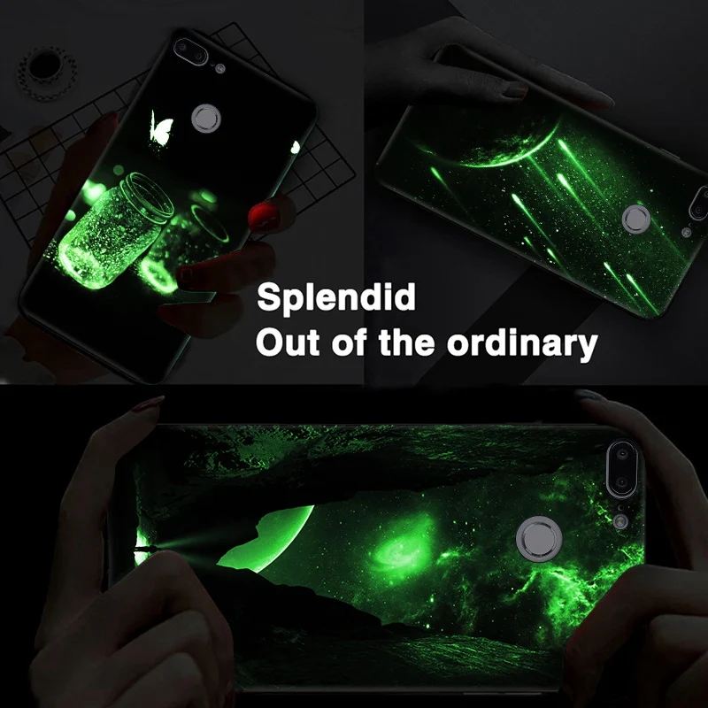 Luminous Glass Phone Case On For Huawei Mate 10 20 Lite P Smart P20 P10 Lite Nova 3 7S 7C Honor 7A 9 Lite 10 8X Play Back Cover