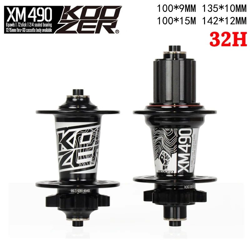 

KOOZER XM490 MTB Bike Hubs Sealed 6 Bearing Front Rear QR 9 *100 10*135mm Thru 15*100 12*142mm 32 Holes Disc Brake Bicycle Hub