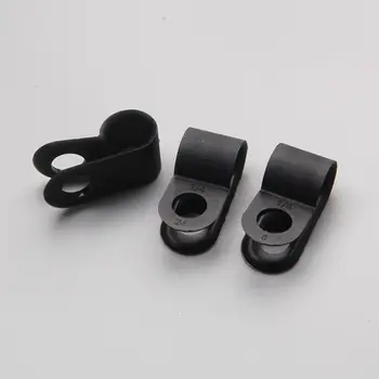 

100pcs Nylon Black Wire Cable Hose P Type Clamp Clips Car Clip C R 6.4mm 1/4" Car Styling