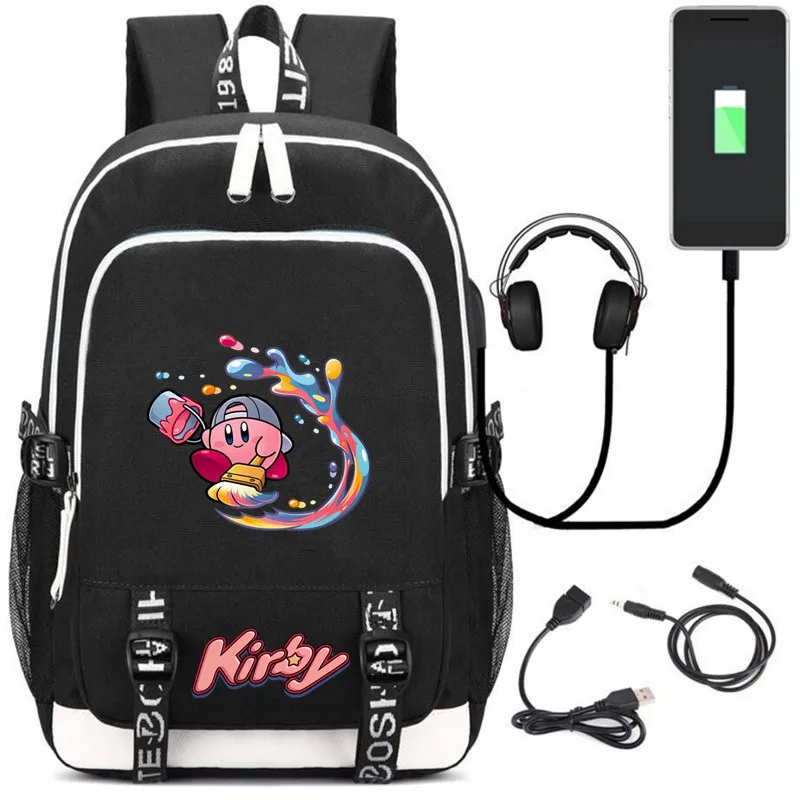 

HOT-SALE Children's Kirby Backpacks Men USB Charging Teenage Girl Backpacks women shoulder bag travel laptop bagpack mochila