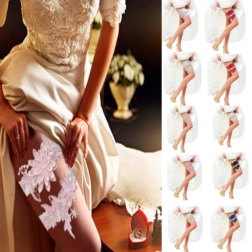 

New Lace Garter Set Wedding Garter Belt Flower Floral Design Garter for Bride