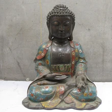 Bi002727 Тибет Фейн Классическая Бронзовый перегородчатой Шакьямуни Будда Амитабха Статуя