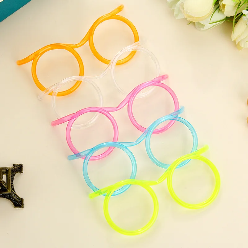 20 шт Забавные Мягкие Соломенные очки пластиковые соломинки для питья уникальная Гибкая питьевой трубки для дня рождения вечерние