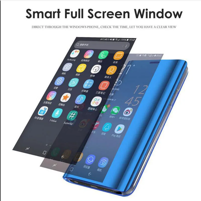 Умный зеркальный чехол для Samsung galaxy Note 9 8 5 4 A50 A30 A7 J4 J6 A6 A8 Plus J8 2018 A9 Star S9 S8 S7 кожаный