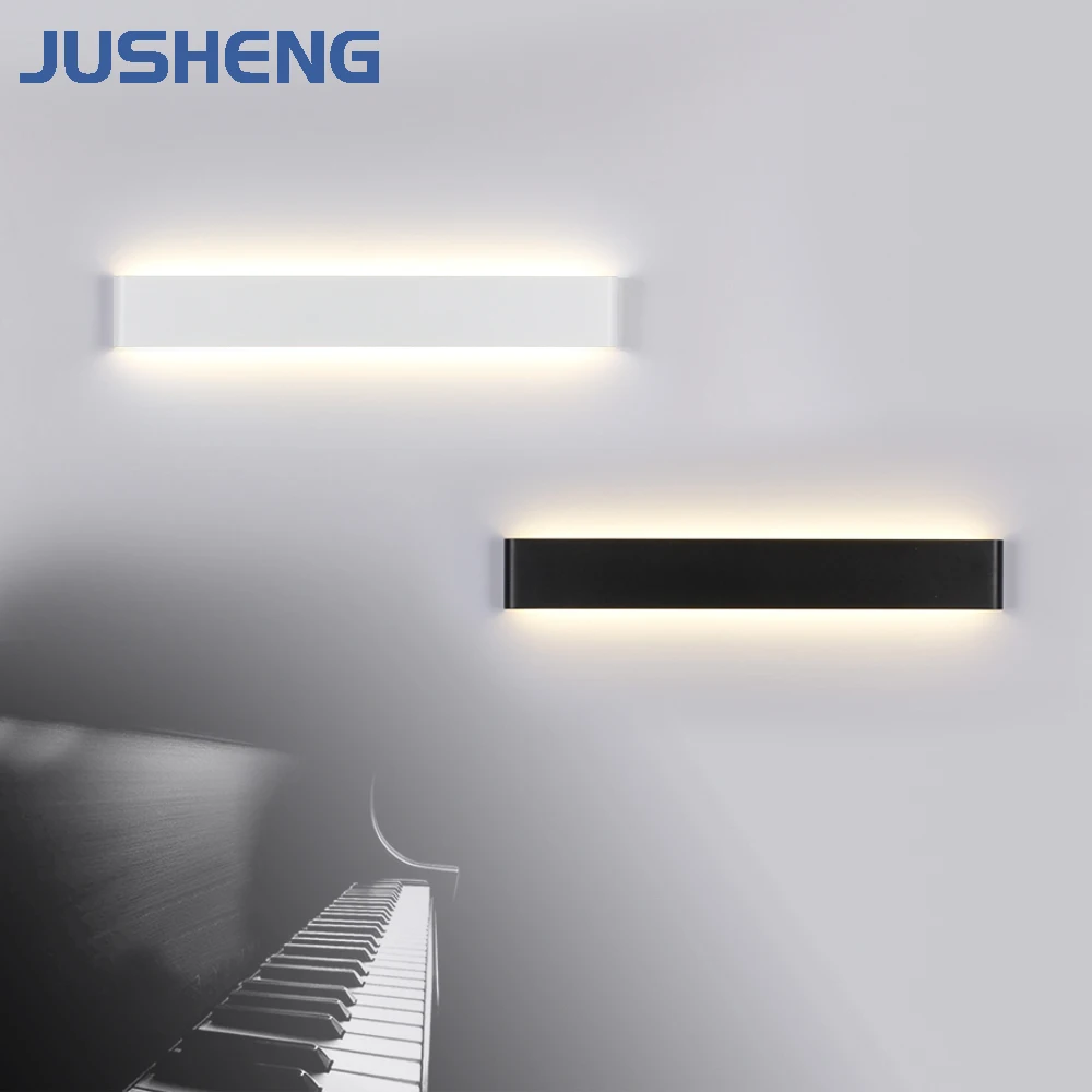 

JUSHENG Indoor LED Wall Lamp Modern Aluminum Black White Decoration Sconces Lighting Fixtures in Bedroom 9-44 inch 220V AC