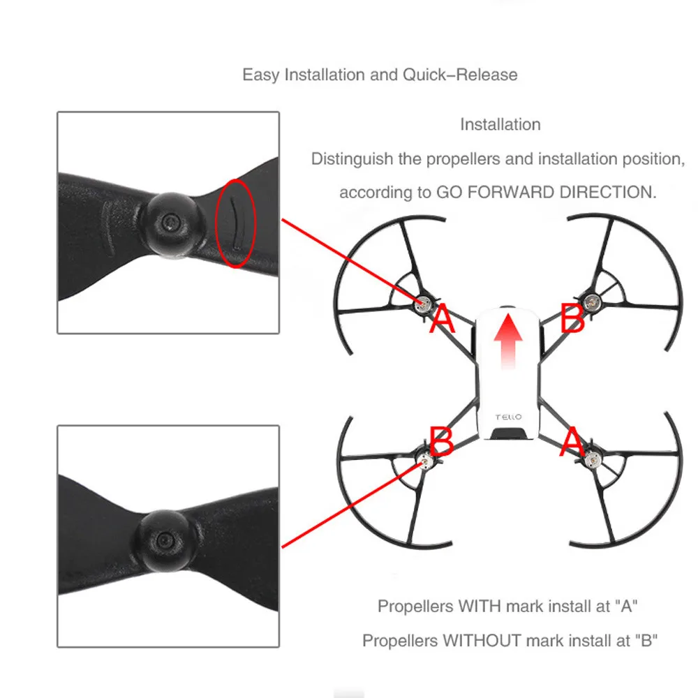 8 шт пропеллеры для быстрого крепления/блокировки CCW CW реквизит лезвия для DJI Tello мини Дрон Прямая поставка 8015