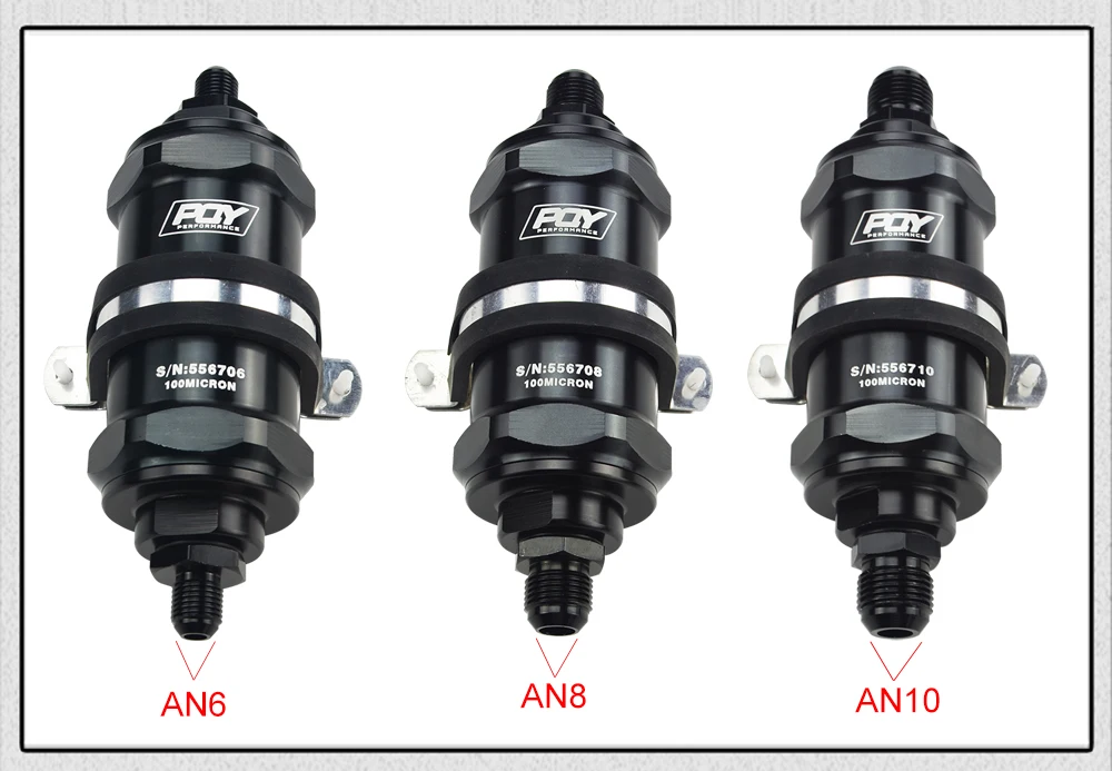 PQY черный AN6/AN8/AN10 встроенный топливный фильтр E85 этанол с 100 микрон элемент из нержавеющей стали и стикер PQY