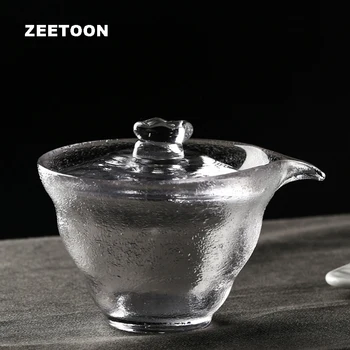 

Japanese Style Hammer Pattern Gaiwan Heat-resistant Glass Kung Fu Tea Set Teapot Tea Cup Tea Bowl Master Cup Creative Home Decor