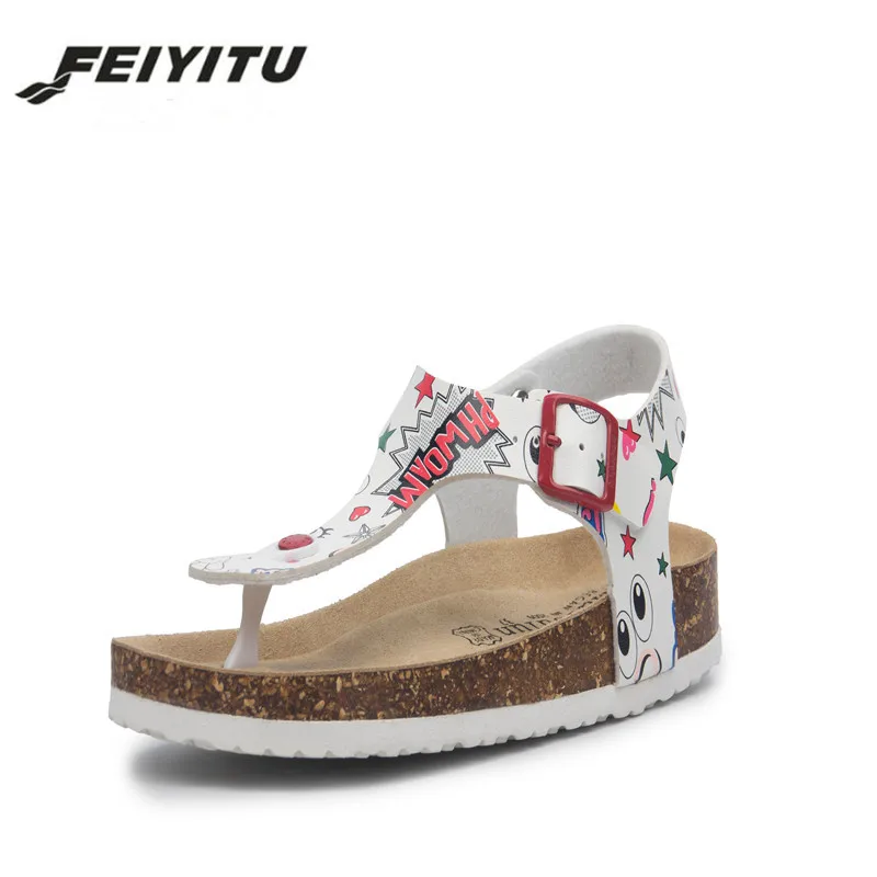 

FeiYiTu Newest Fashion Cork Sandals 2018 New Women Summer Buckle Strap Solid Beach Slipper Flip Flops Sandals Shoe Flat
