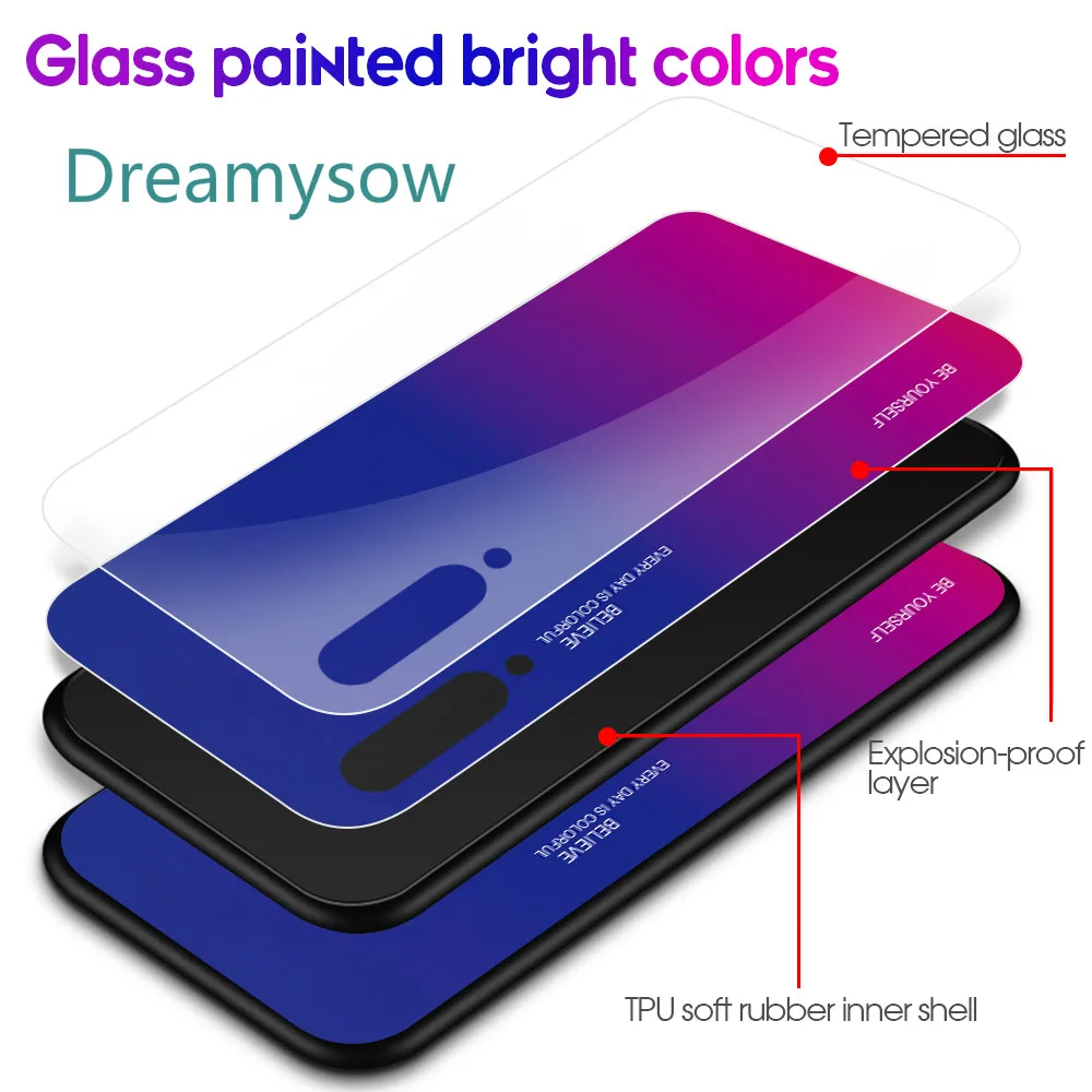 

Gradient Tempered Glass Phone Case For Xiaomi Mi 9 SE 8 lite 6X 5X A1 A2 Lite Pocophone F1 Redmi Note 7 6 5 Pro 5 Plus 6 6A 6pro