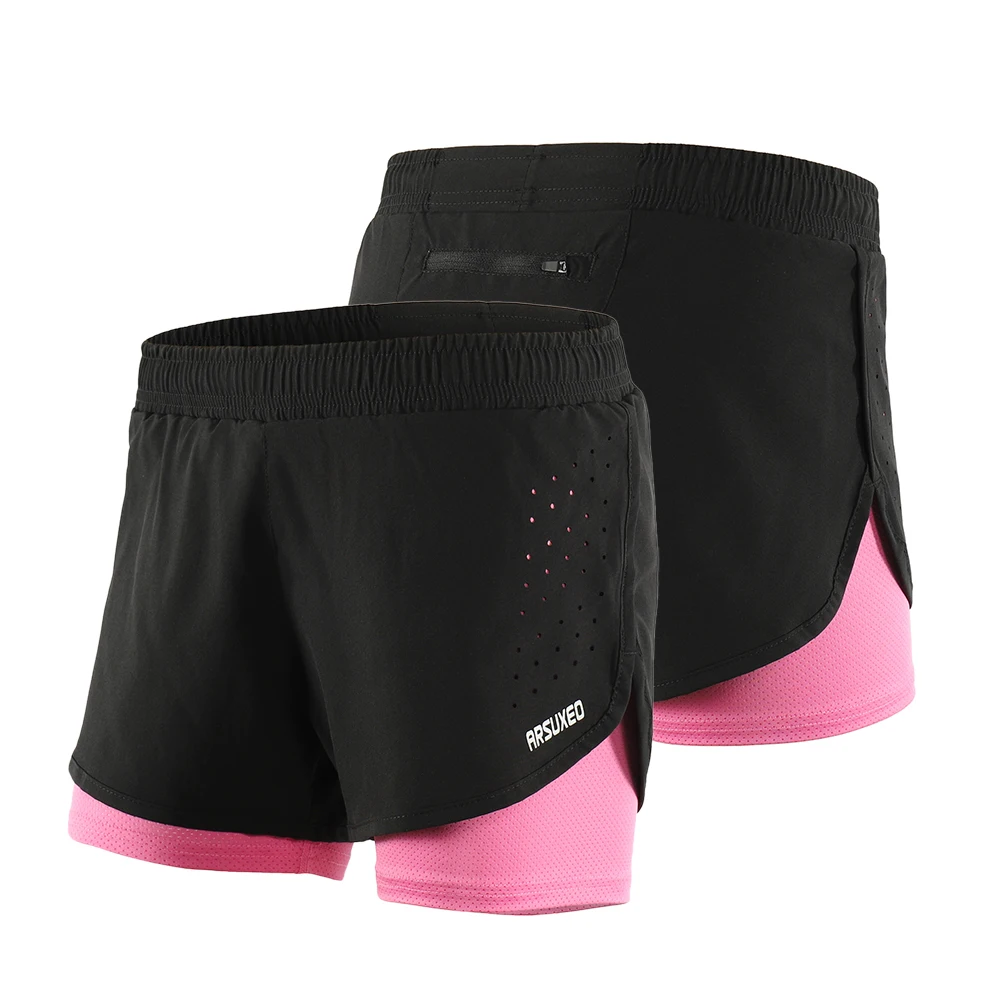 

Arsuxeo Women's 2-in-1 Running Shorts Quick Drying Breathable Active Training Exercise Jogging Cycling Shorts with Longer Liner