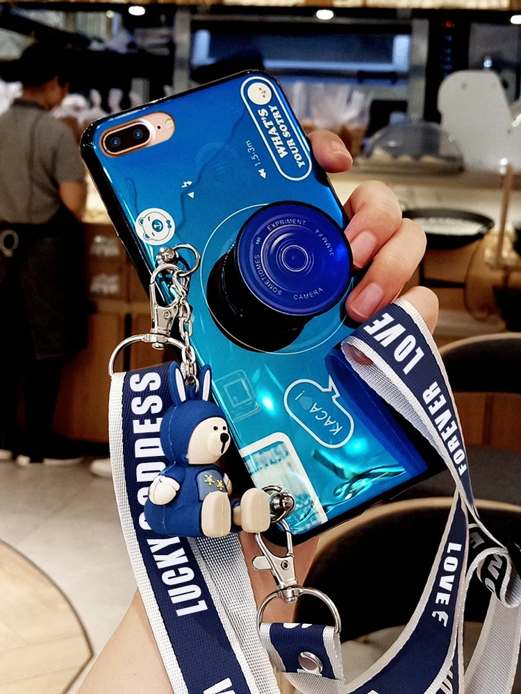 Лидер продаж Винтаж Камера Форма чехол для iPhone 6 плюс милые телефон ремешок кукла