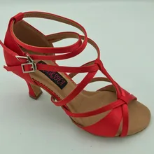 Модные профессиональные женские туфли для латинских танцев; бальные туфли для сальсы, танго; свадебные и вечерние туфли; красный атлас; 6232R