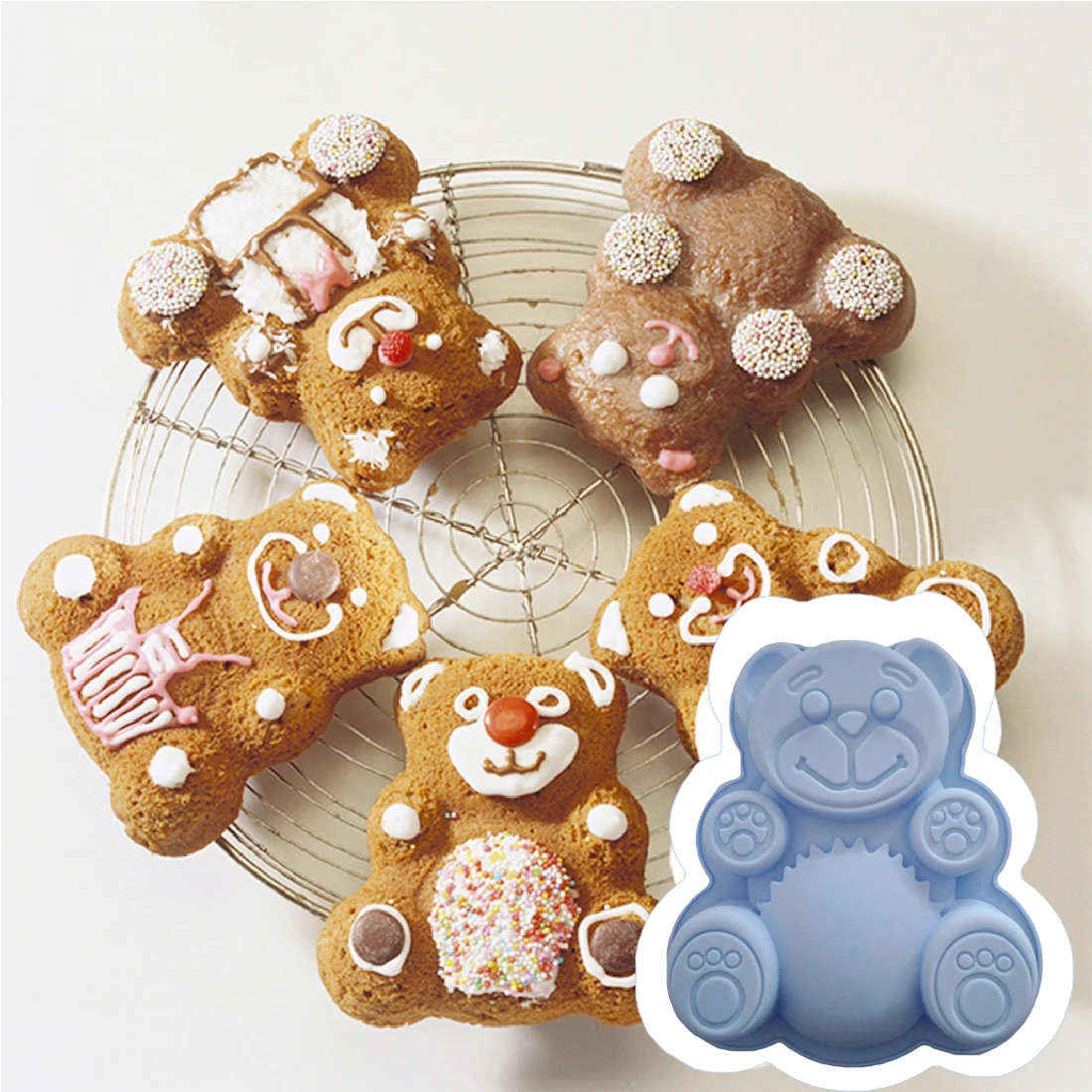 

1pc Lovely Bear Form Cake Mold Silicone Mold Baking Tools Kitchen Fondant Cutters Pastry DIY Tools Baking Pan
