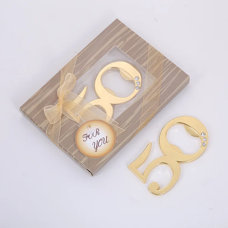 

24pcs Golden 50 Beer Bottle Opener Favors Wedding Favours 50th Anniversary Birthday Party Decoration Gifts Souvenirs for guests