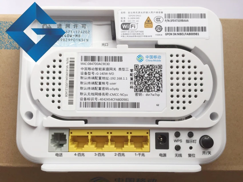 Оригинальный Новый Alcatel G 140W MD GPON ONU с 1GE + 3FE WiFi 1Tel английская версия |Оптоволоконное