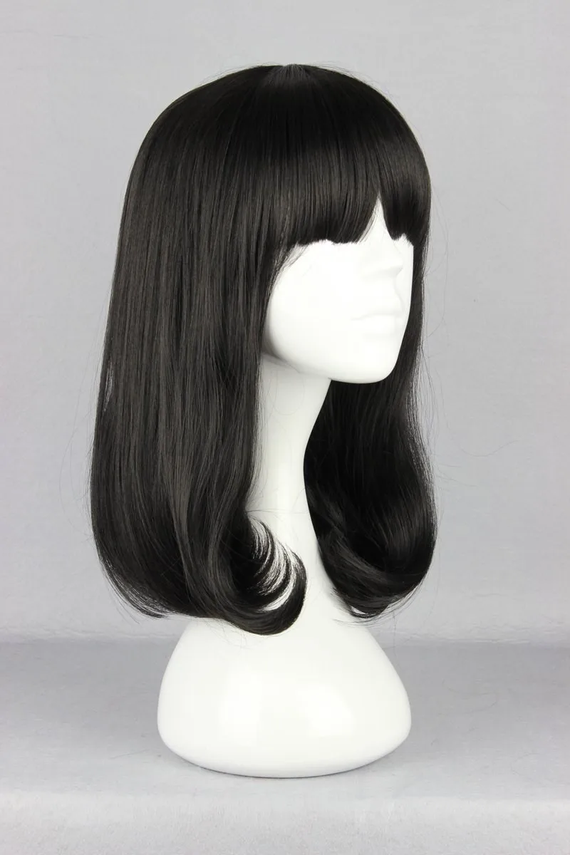 MCOSER 40 см синтетические женские черные Полные вьющиеся высокотемпературные волокна волос Косплей парики WIG-414A
