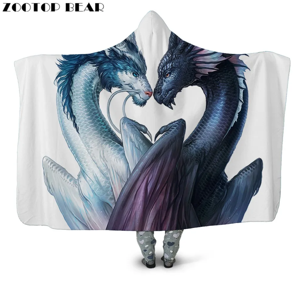 Yin and Yang Dragon by JojoesArt одеяло с капюшоном для детей взрослых шерпа флис носимое