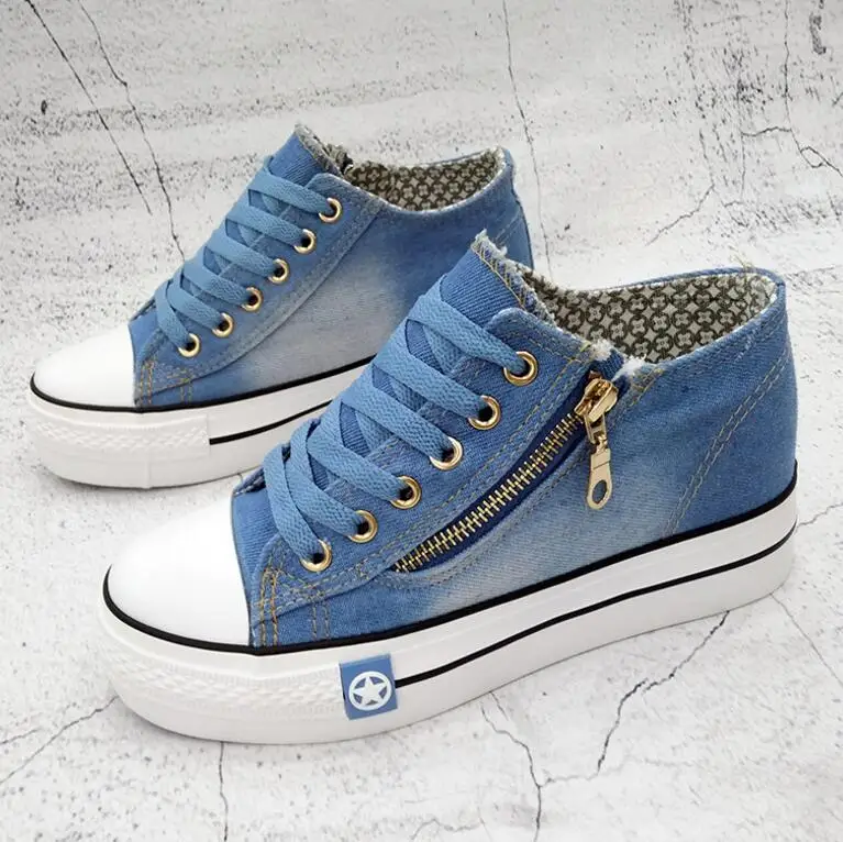 Preise Mode Frauen Turnschuhe Denim Casual Schuhe Weibliche Sommer Leinwand Schuhe Trainer Lace Up Damen Korb femme Sternen tenis feminino