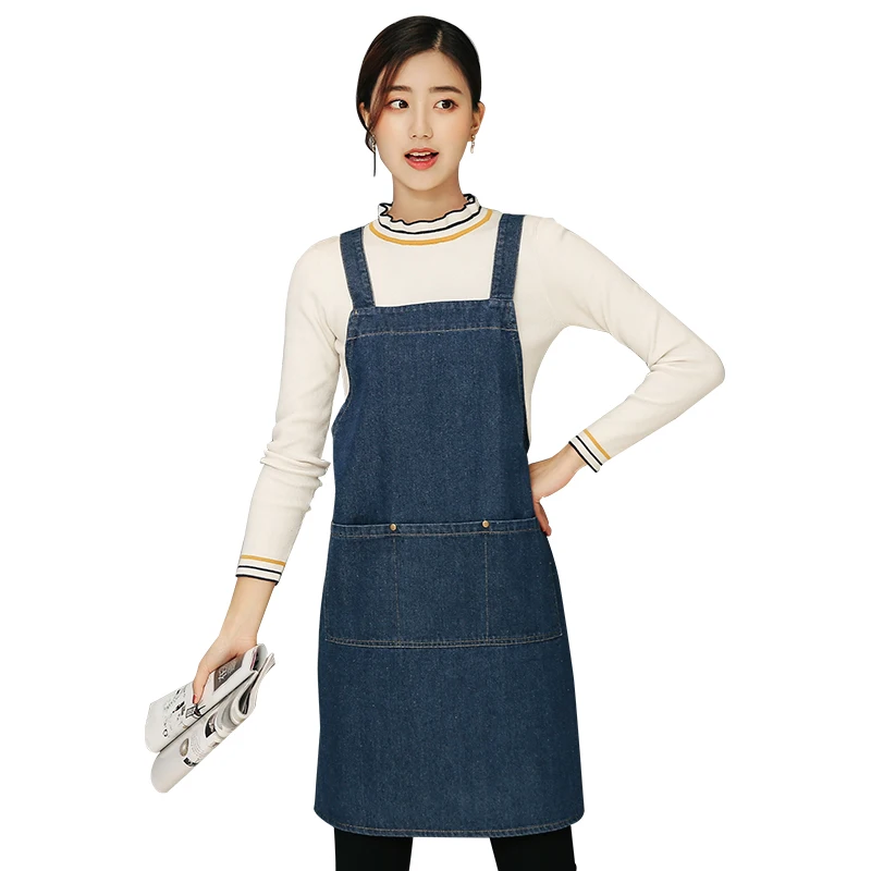 Apron Sleeveless Men and Women Tea Shop Overalls Cowboy Apronin Aprons