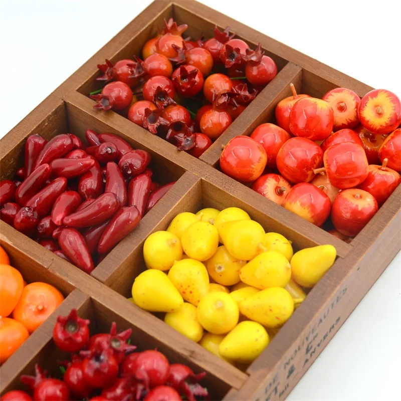 Artificial Mini Simulation Small Foam Plastic Fake Artificial Fruit and Vegetables House Party Kitchen Wedding Decoration 60Pcs artificial fruits and vegetables