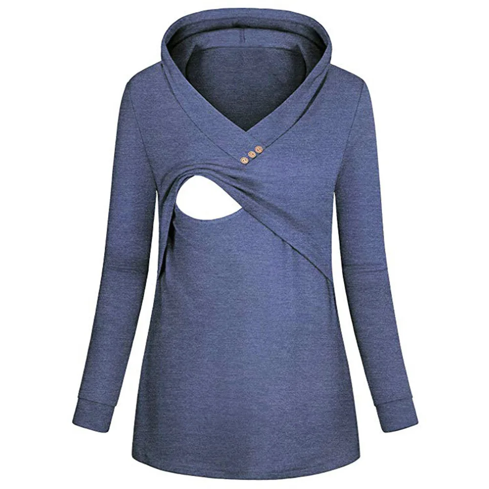 

TELOTUNY maternity gown breastfeeding hoooded sweater Nursing Hoodie Long Sleeves Striped Tops Hoodie Sweatshirt Z1101