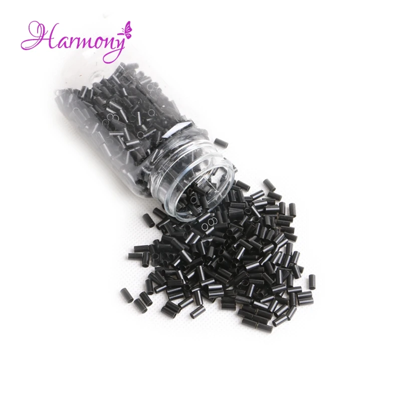 

1000pcs/bottle black color 3.0x2.6x6.0mm Straight Copper Ring No flared Copper Micro Ring Beads For I tip Hair Extension