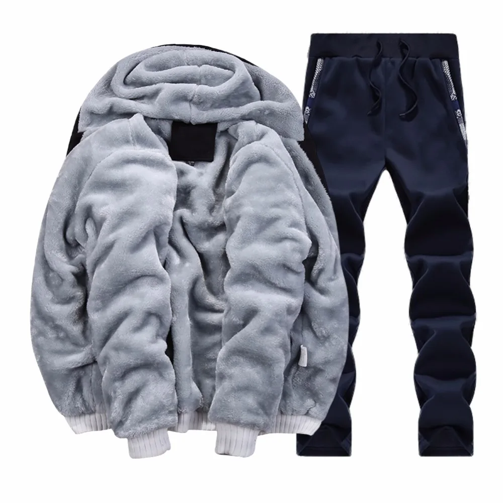 Tracksuit Men Camouflage Army Casual Hooded Warm Sweatshirt Male Winter Thick Inner Fleece 2PC Jacket+Pant Men Moleton Masculino
