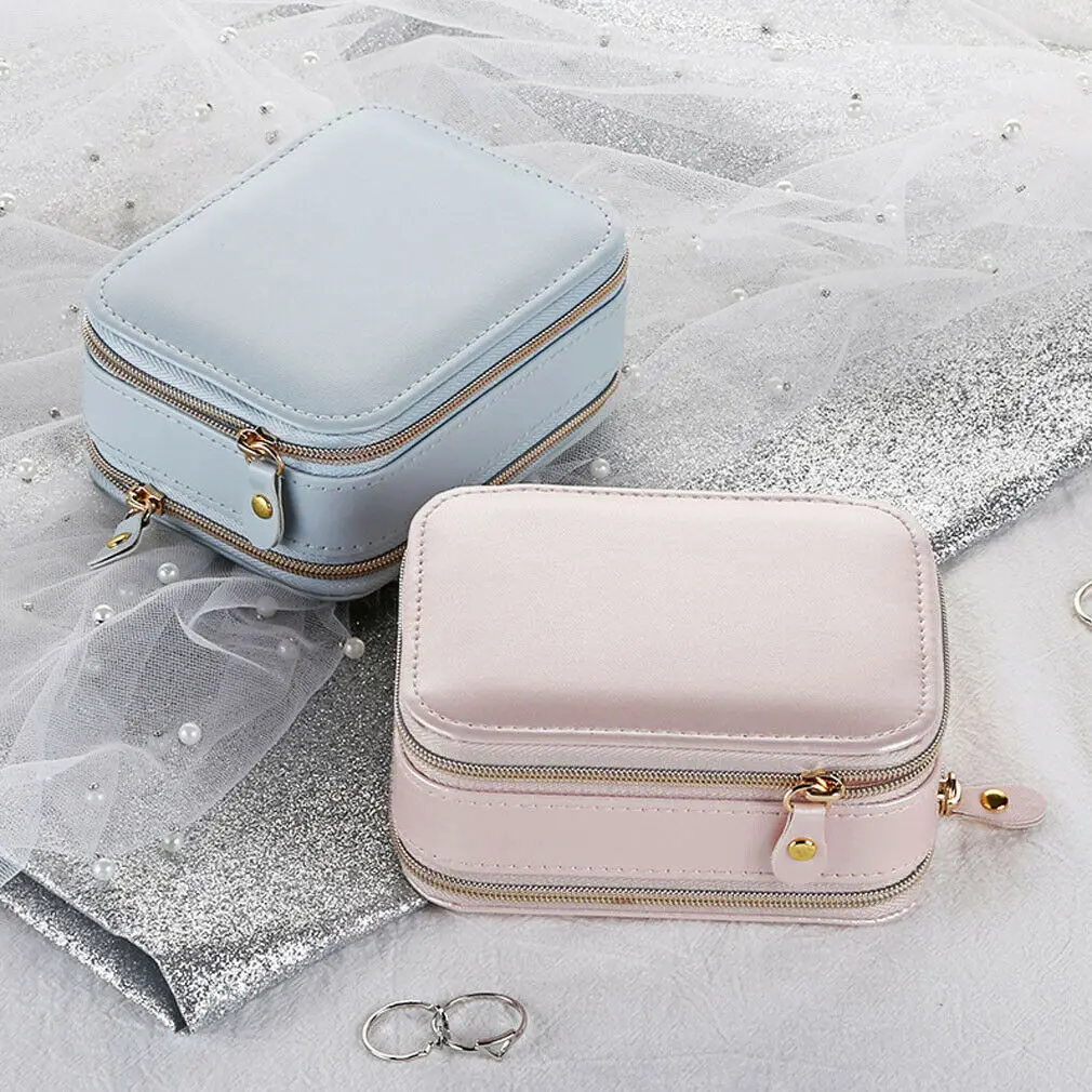 

Leather Jewelry Box Storage Organizer Necklace Bracelet Earring Case Holder Gift