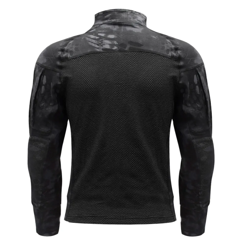 SINAIRSOFT Men's Tactical Military Combat Shirt Breathable Cotton Army Assault Camo Long Sleeve T Shirt Outdoor Sports LY0107