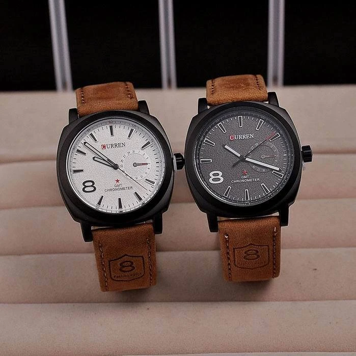 Gmt Chronometer Curren Watch Men White And Black Color Luminous Hours