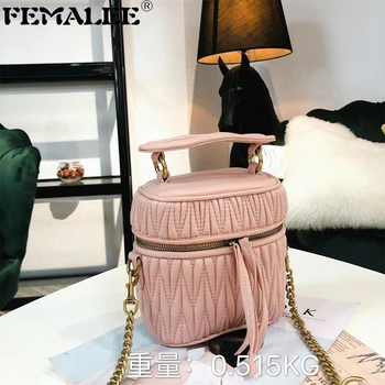 

Pleated Box Bag Bucket Bag for Women Thread Zipper Evening Bag Ins Chain Luxury Women Handbag Banquet Party Purse Shoulder Bags