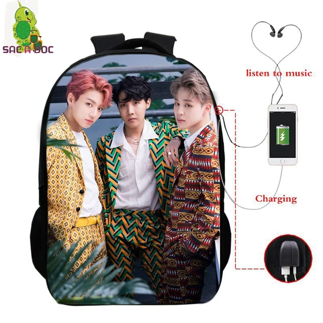 BTS Bangtan Jungkook Backpack Women Men Laptop Backpack Idol V JIMIN
