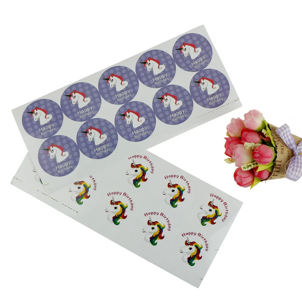 

60pcs 4cm Unicorn Design Sticker Labels Seals Creative Paper Stickers Birthday Seals Adhesive Sticker Seal Label For Gifts