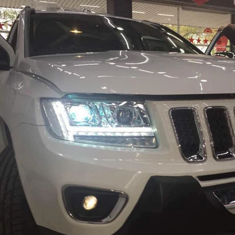 Hlxg 2шт Автомобильный Стайлинг для Jeep Компас фары 2011 2015 Светодиодный фонарь H7 D2H Hid