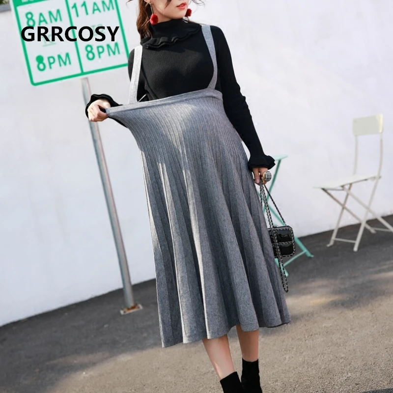 GRRCOSY Korean Autumn Maternity Skirts Elastic Waist Strap Skirt Pregnancy Long Skirts Clothes For Pregnant Women GRRCOSY Korean Autumn Maternity Skirts Elastic Waist Strap Skirt Pregnancy Long Skirts Clothes For Pregnant Women