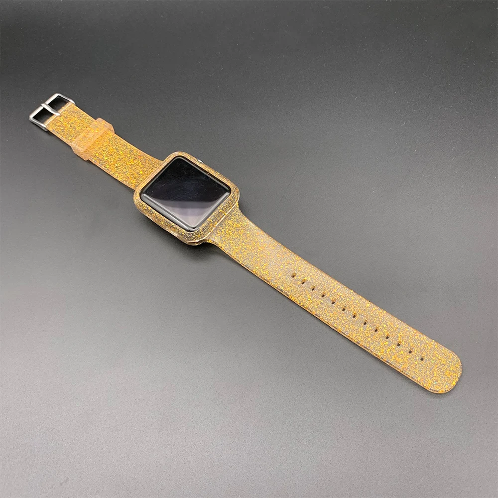 Силиконовый прозрачный Кристальный ремешок для Apple Watch 38 мм 40 42 44 с защитным