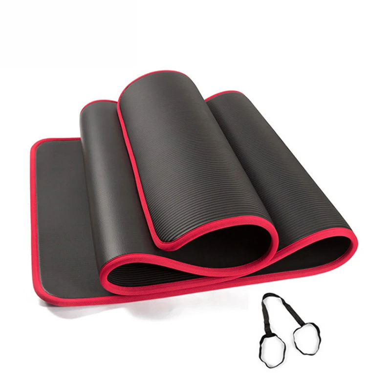 

10MM Extra Thick 183cmX61cm High Quality NRB Non-slip Yoga Mats For Fitness Tasteless Pilates Gym Exercise Pads with Bandages