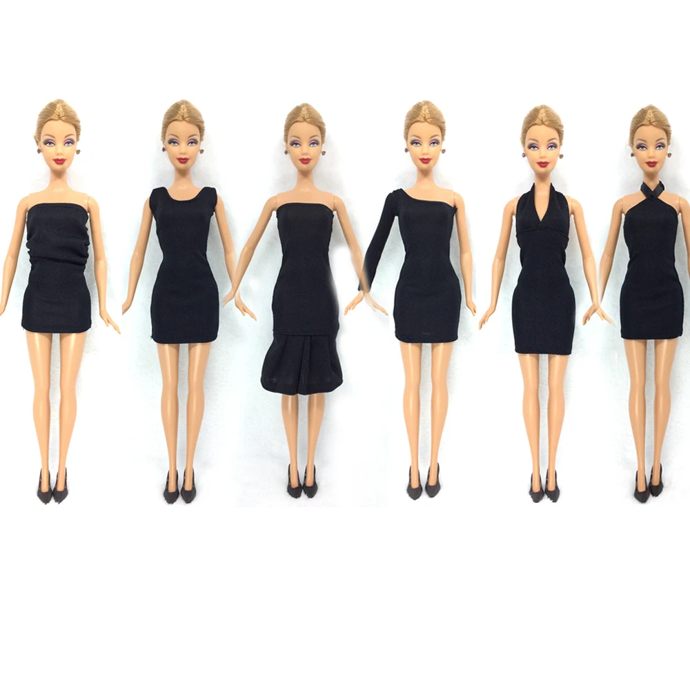 NK vestidos negros y 6 tacones negros para muñeca, ropa de moda hecha a  mano para muñeca Barbie, el mejor regalo para niños, 12 artículos \u003d 6|gift  bag with bow|gifts greekclothes coat - AliExpress