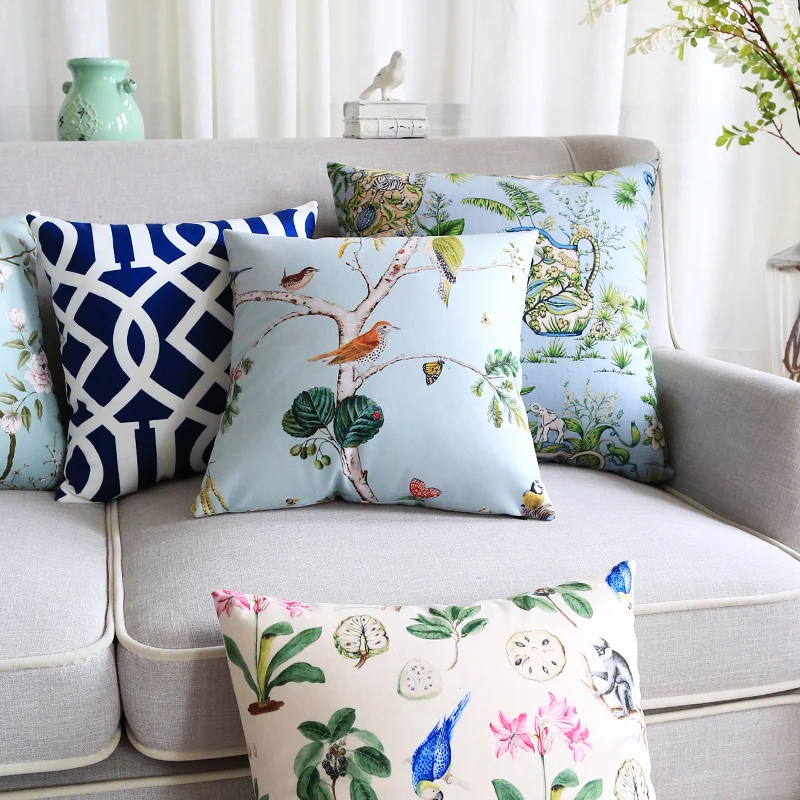 

Duck Egg Bird Floral Chic Decorative Throw Pillow Case Velvet Elegant Flower Cushion Cover Country Style Car Seat Decor Two Side