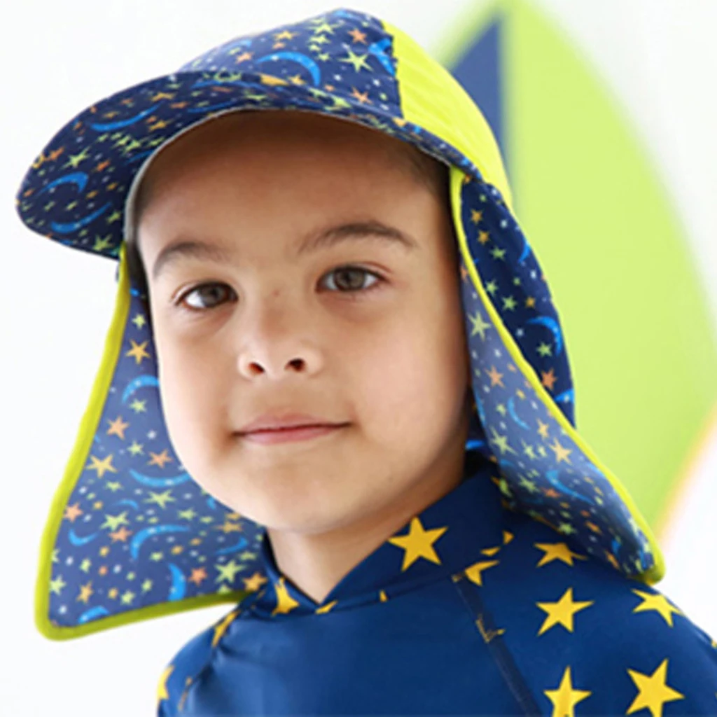 Childrens Sun Legionnaire Hat Cap Kids Baby UPF 50+ Neck Flap Protection Swimming Neck Protector for WaterSports Camping Hiking